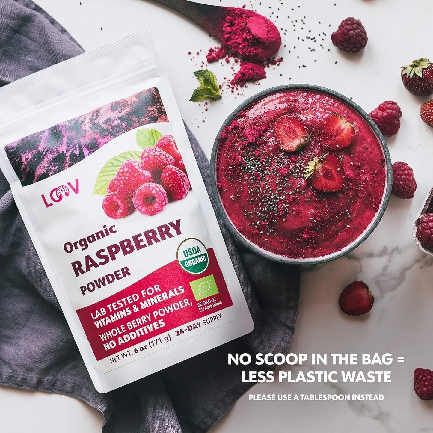 Poudre de framboise biologique 100 % framboises entières Poudre de framboise lyophilisée 171 g d'Europe Approvisionnement 24 jours sans sucre ajouté Naty Shop Produits déshydratés