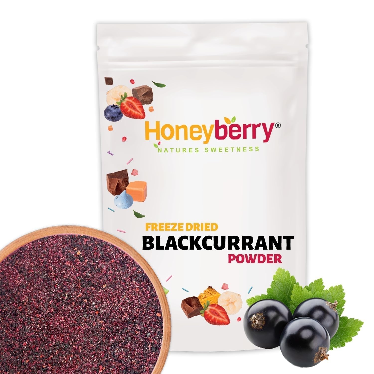 Poudre de cassis lyophilisée 100g - Poudre de fruits lyophilisés - Poudre de cassis pour smoothies et pâtisserie - Poudre de cassis naturelle sans additifs Produits déshydratés Naty Shop 100G