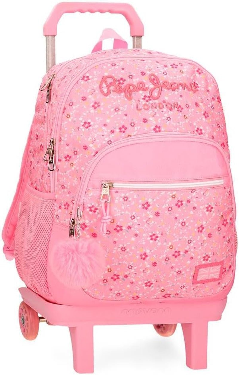 Pepe Jeans Alenka sac à dos scolaire avec trolley, bleu, 30 x 40 x 12 cm, polyester, 14,4 l, bleu, sac à dos scolaire avec trolley Sacs à dos et cartables Premium Naty Shop Rucksack Mit Doppelfach Und Trolley