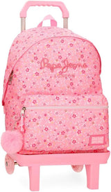 Pepe Jeans Alenka sac à dos scolaire avec trolley, bleu, 30 x 40 x 12 cm, polyester, 14,4 l, bleu, sac à dos scolaire avec trolley Sacs à dos et cartables Premium Naty Shop Rucksack 46 + Trolley
