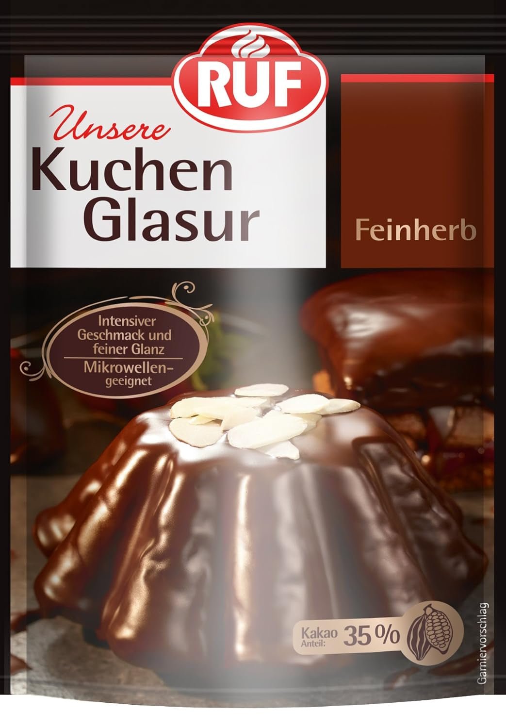 RUF Cake Glaze Vanille Bourbon, 100g en sachet, passe au micro-ondes, pour glacer et décorer biscuits, muffins et gâteaux, sans gluten Pâte à sucre Naty Shop Tarte fine