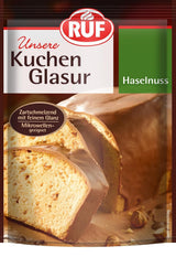 RUF Cake Glaze Bourbon Vanille, 100g en sachet, passe au micro-ondes, pour glacer et décorer biscuits, muffins et gâteaux, pâte à sucre sans gluten Naty Shop Noisette