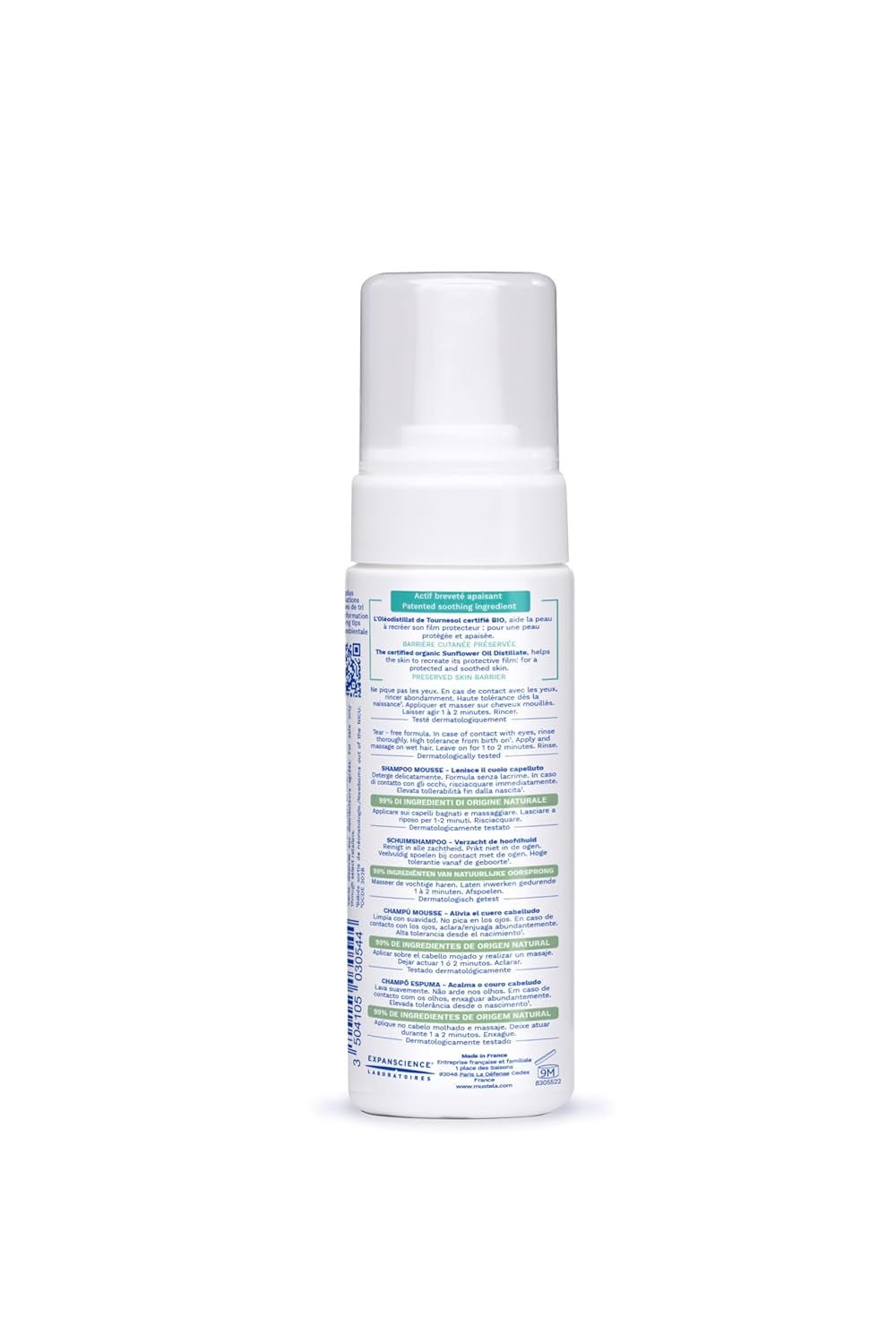 Shampoing mousse pour croûtes de lait, cheveux, bébés, enfants, toute la famille - Aide à éliminer les croûtes de lait, nettoyage doux, ne pique pas (150ml) Enfants - Bain et Soin Naty Shop