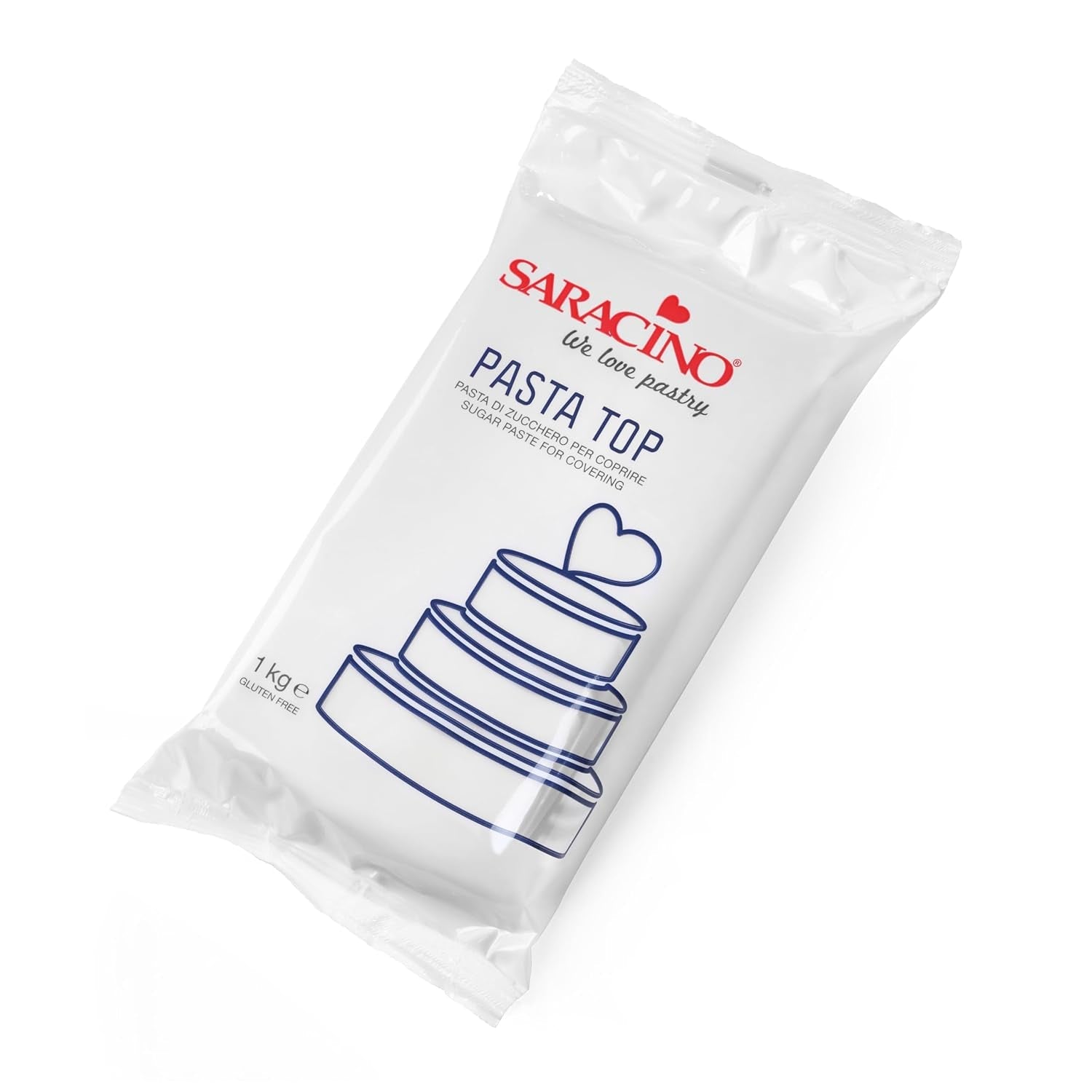 Saracino Fondant Top, Pâte à Sucre Pour Recouvrir 1 kg, Fabriquée en Italie Pâte à Sucre Naty Shop Blanc