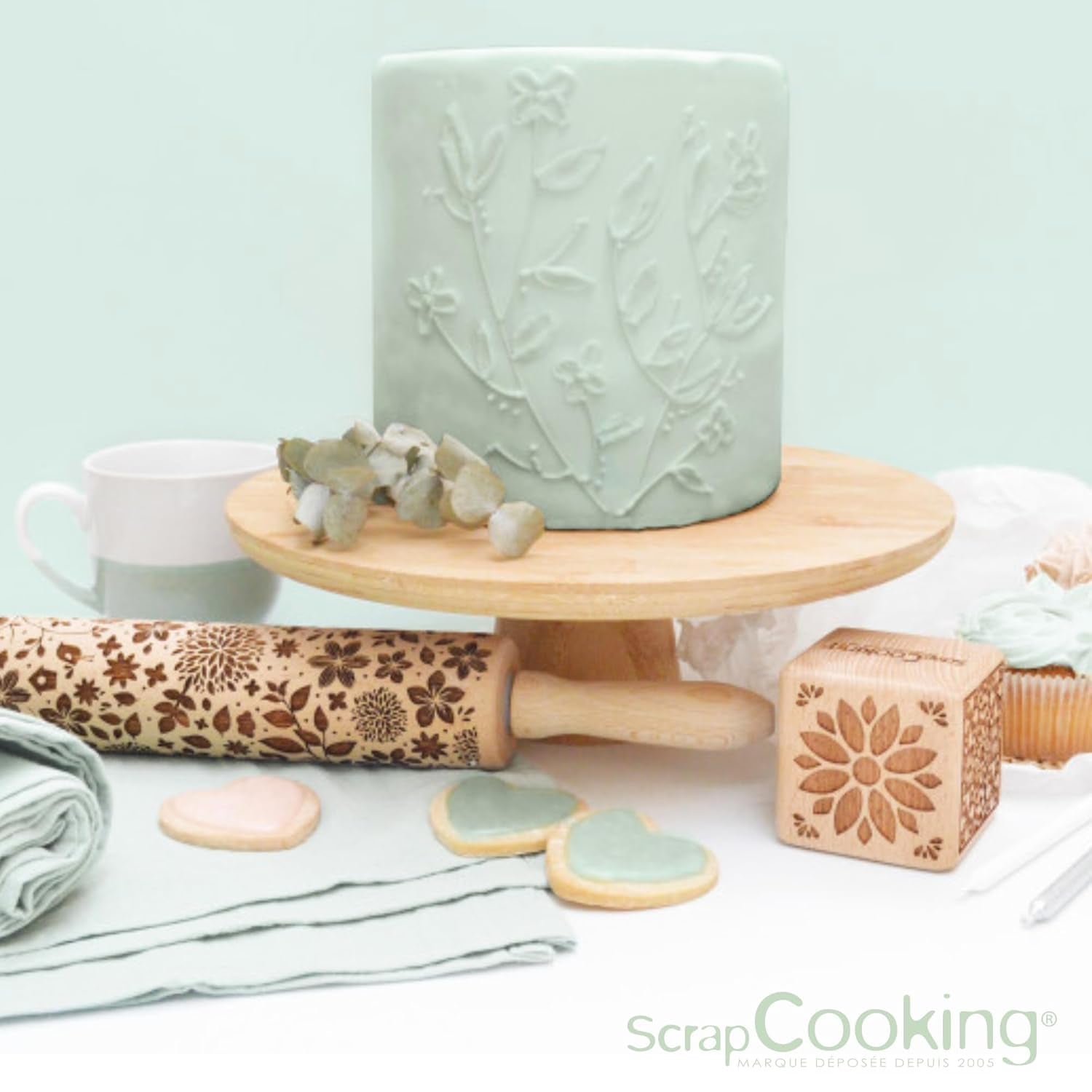 ScrapCooking - Pâte à Sucre Vert Sauge 250g - Colorant d'Origine Naturelle - Sans Gluten, Sans Huile de Palme - Pour Gâteaux, Pâtisseries Anniversaire - Vert Pastel - Fabrikie en France - 7621 Pâte à sucre Naty Shop
