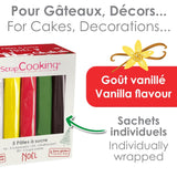 ScrapCooking - Lot de 5 Fondants - blanc, jaune, rouge, vert et marron - 5 x 80g - pâte à sucre pour gâteaux Décorations de gâteaux Anniversaire Noël - sans gluten et sans huile de palme - 7257 Naty Shop Sugarpaste
