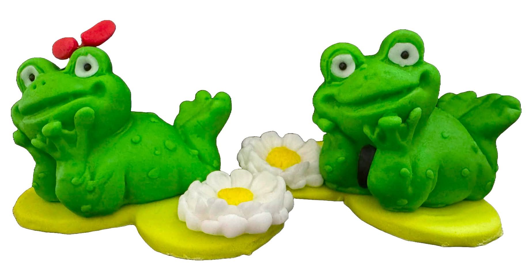 Lot de 2 décorations comestibles en sucre, Décorations Grenouilles en Pâte à Sucre Nati Shop
