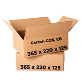 Lot de 20 cartons CO5, EB, 365 x 220 x 125 Cartons d'emballage Nati Shop