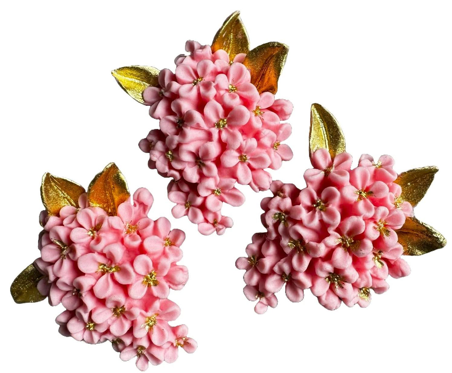 Lot de 3 décorations comestibles en sucre, Décorations fleurs Lilas de chez Sugar Paste Nati Shop