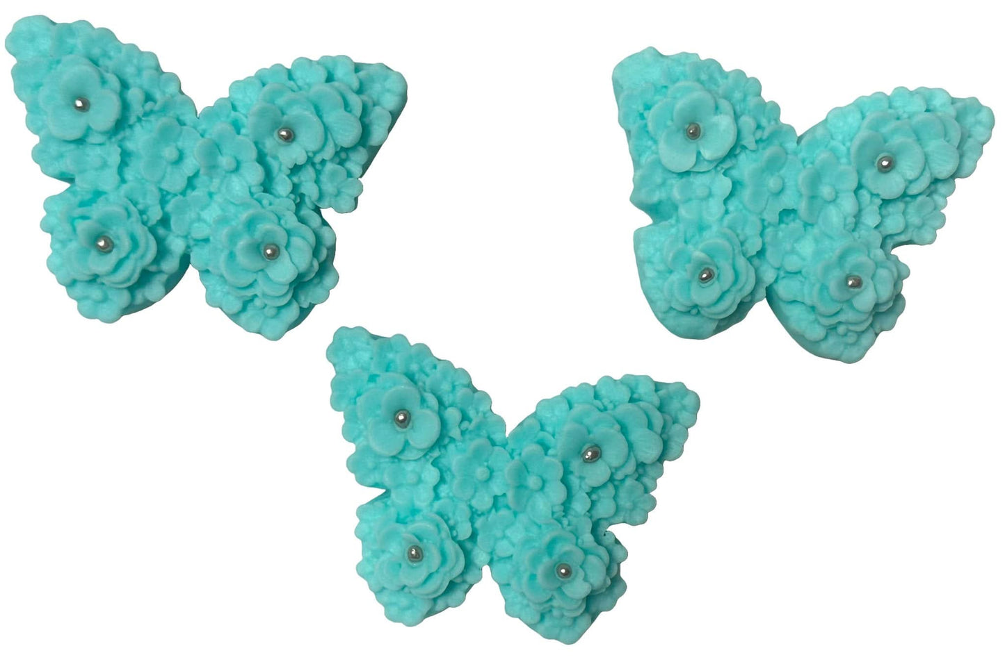 Lot de 3 décorations comestibles en sucre, Décorations en Pâte à Sucre Papillons Bleus Nati Shop