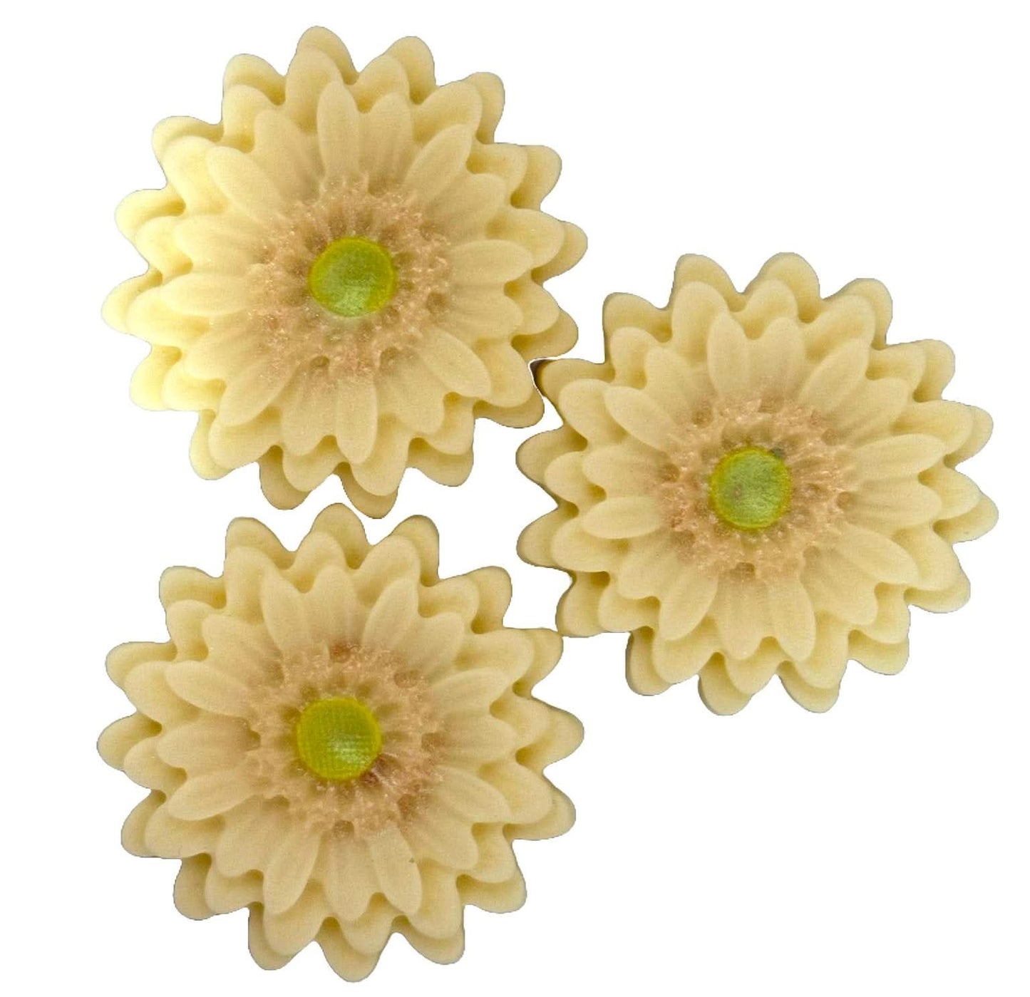 Lot de 3 décorations comestibles en sucre, Décorations en Pâte à Sucre Gerbera Crème Nati Shop