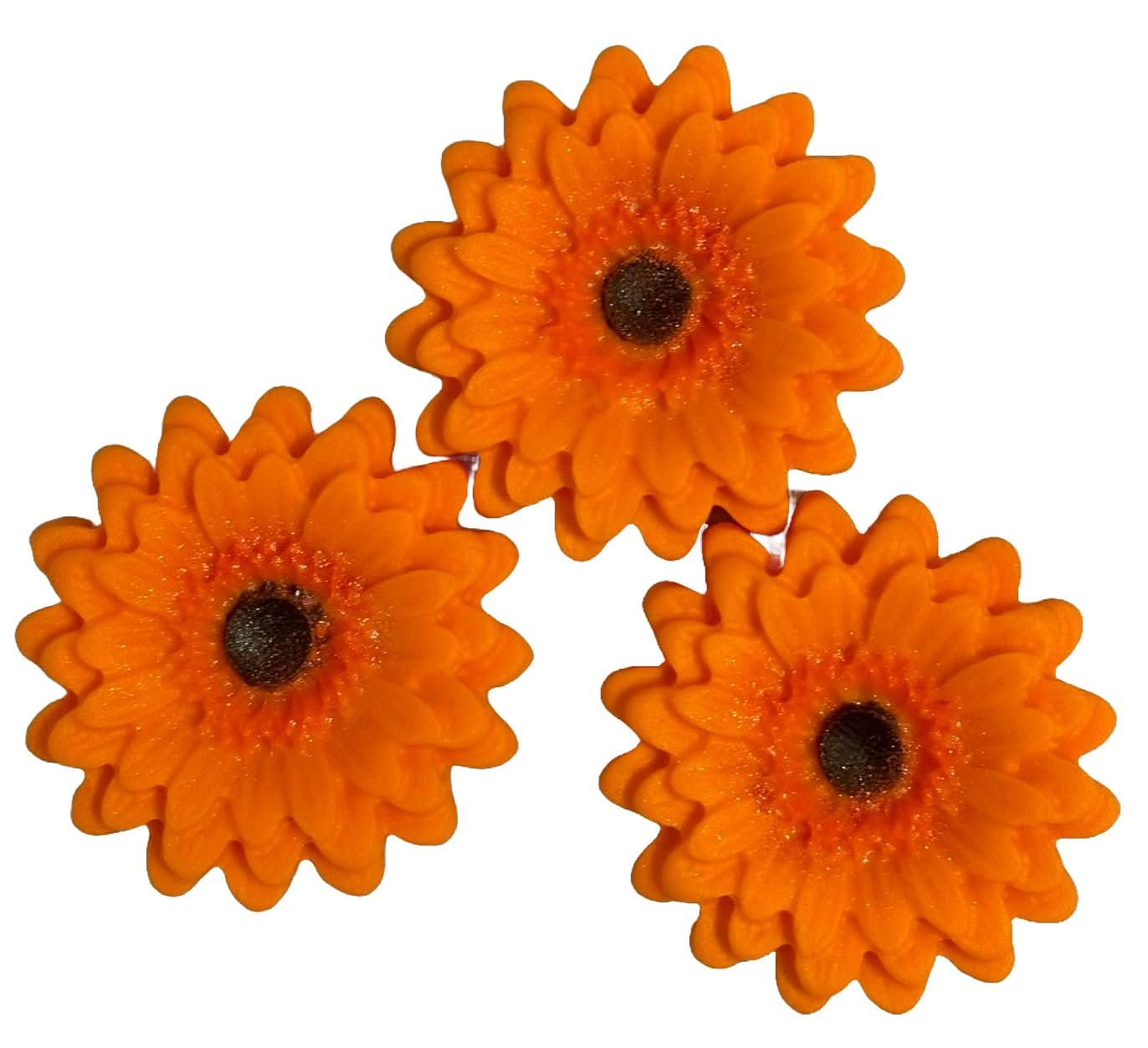 Lot de 3 décorations comestibles en sucre, décorations en pâte à sucre Gerbera orange Nati Shop