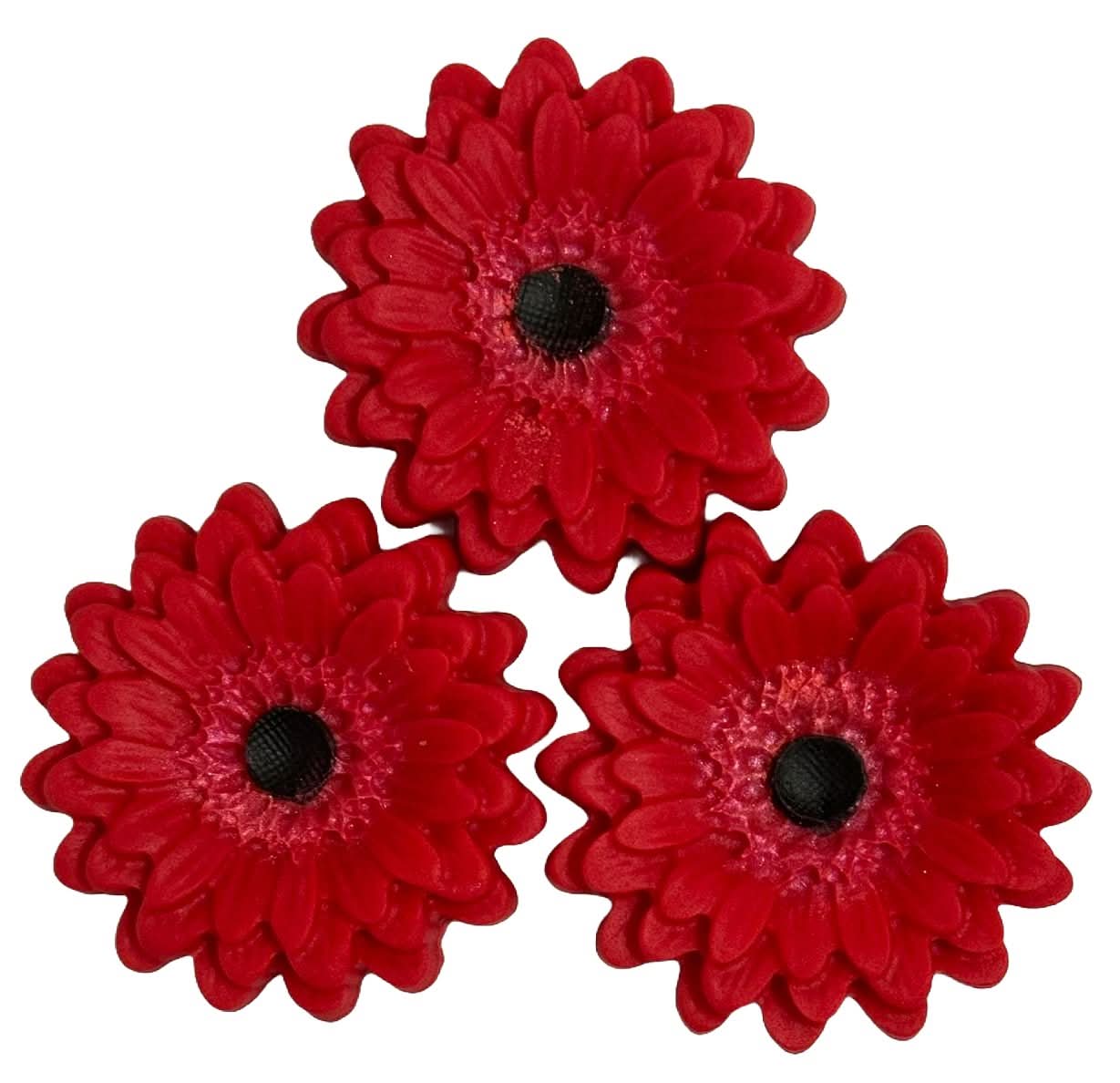 Lot de 3 décorations comestibles en sucre, Décorations en Pâte à Sucre Gerbera Rouge Nati Shop