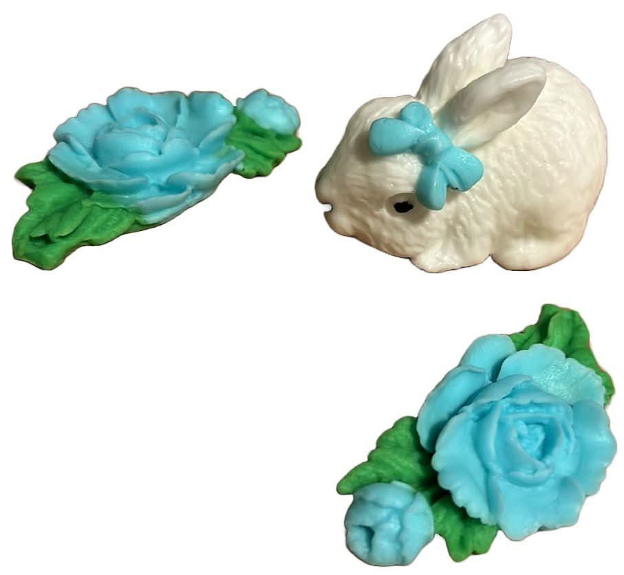 Lot de 3 décorations comestibles en sucre, Décorations Lapin en Pâte à Sucre Nati Shop