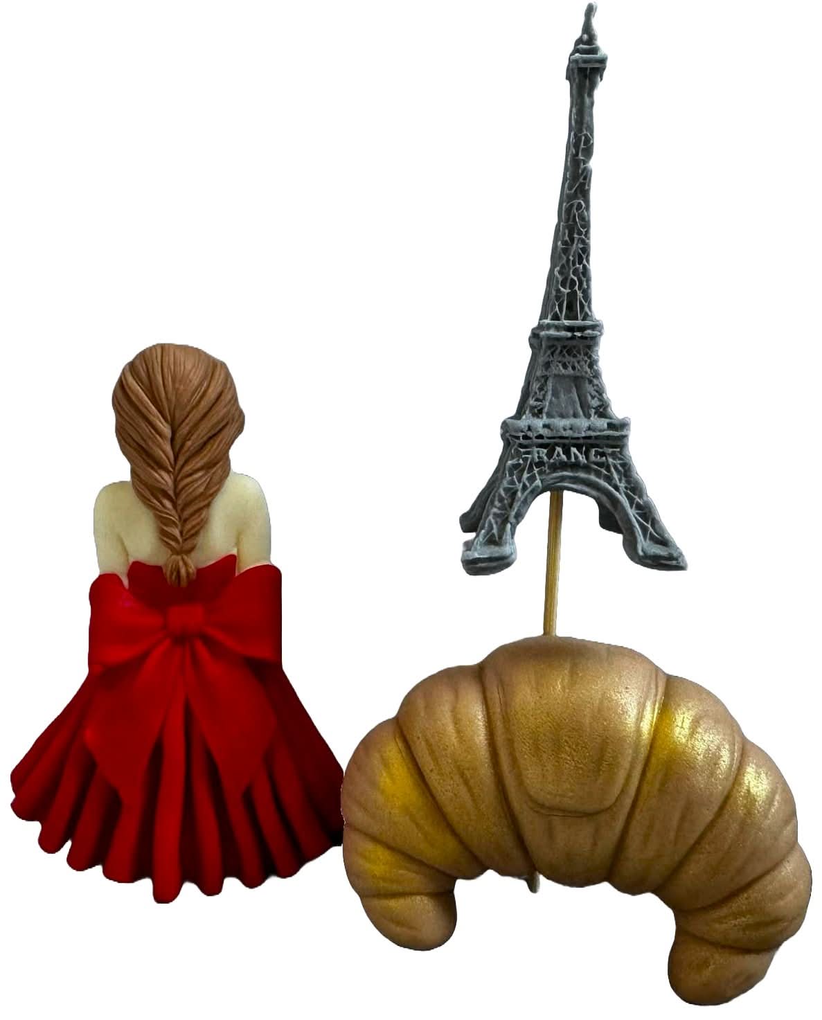 Lot de 3 décorations comestibles en sucre, La Dame à Paris Décorations en Pâte à Sucre Nati Shop