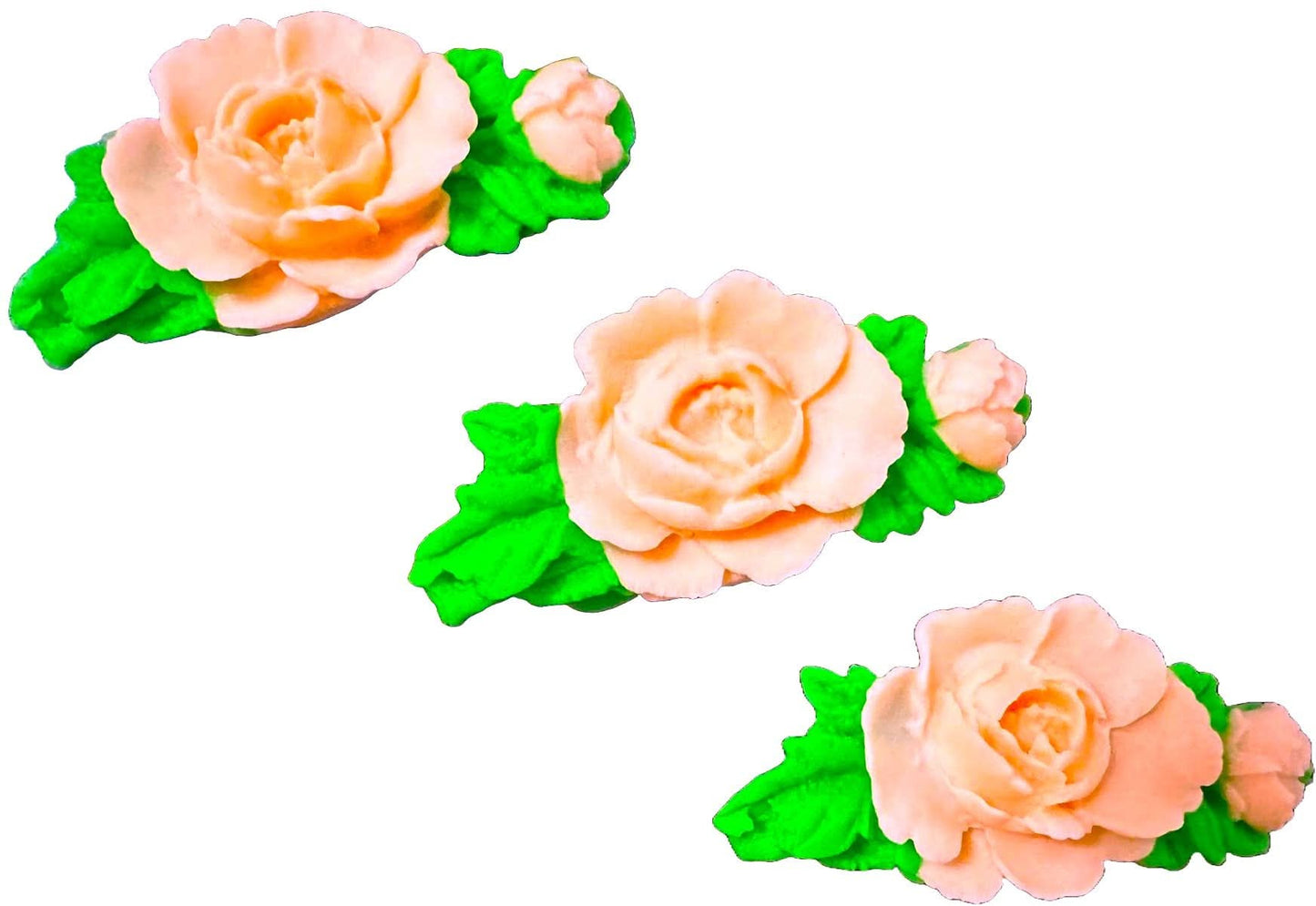 Lot de 3 décorations comestibles en sucre, décorations roses de chez Sugar Paste Nati Shop