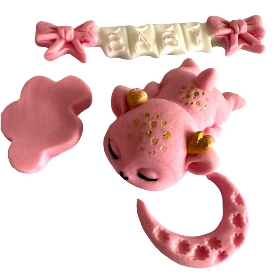 Lot de 4 décorations comestibles en sucre, Décorations Baptême en Pâte à Sucre Nati Shop