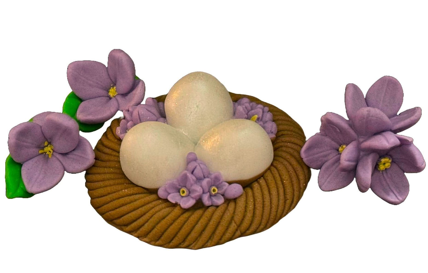 Lot de 4 décorations comestibles en sucre, nid avec œufs Décorations en Pâte à Sucre Nati Shop