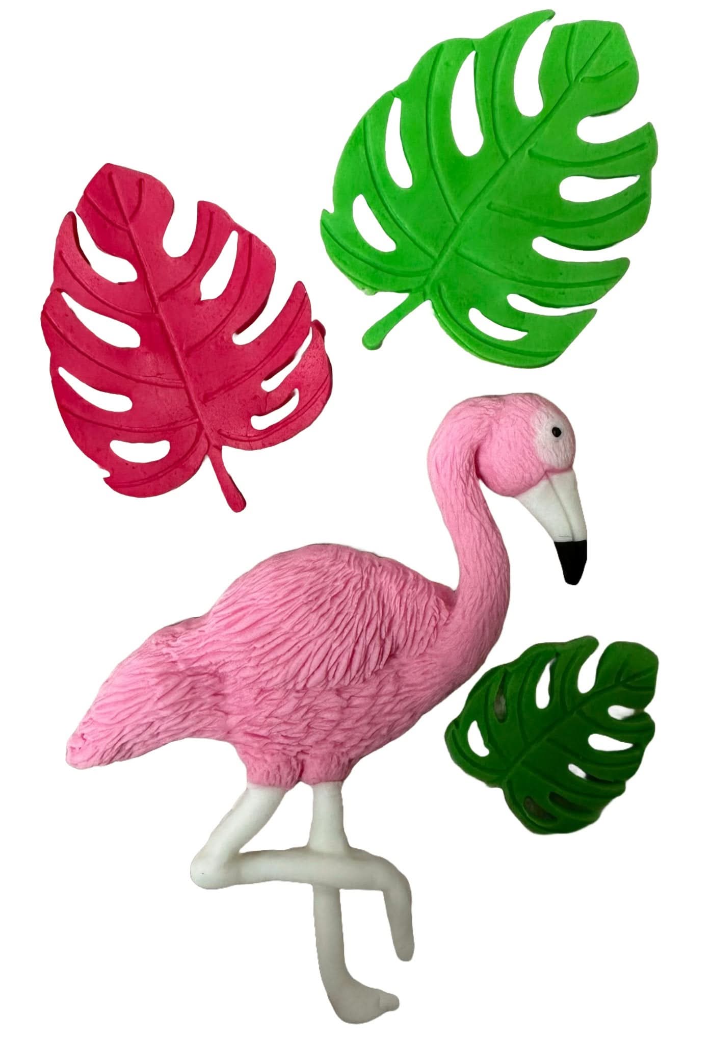 Lot de 4 décorations comestibles en sucre, Décorations en pâte à sucre Flamant rose Nati Shop