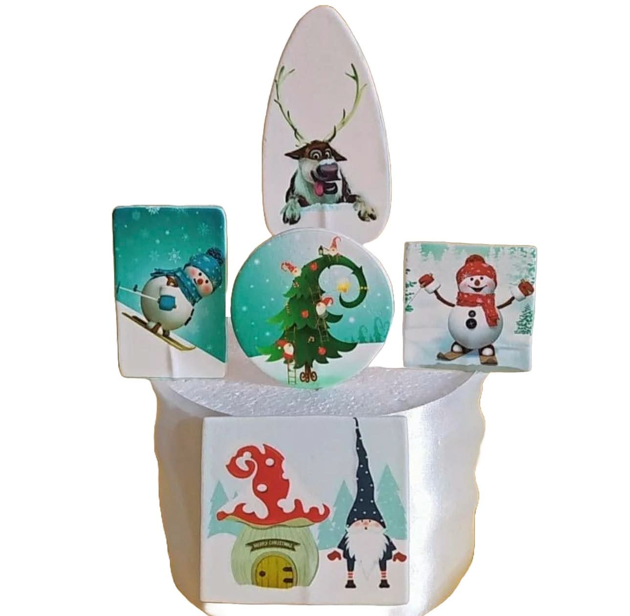 Lot de 5 décorations comestibles en sucre, Noël Nati Shop