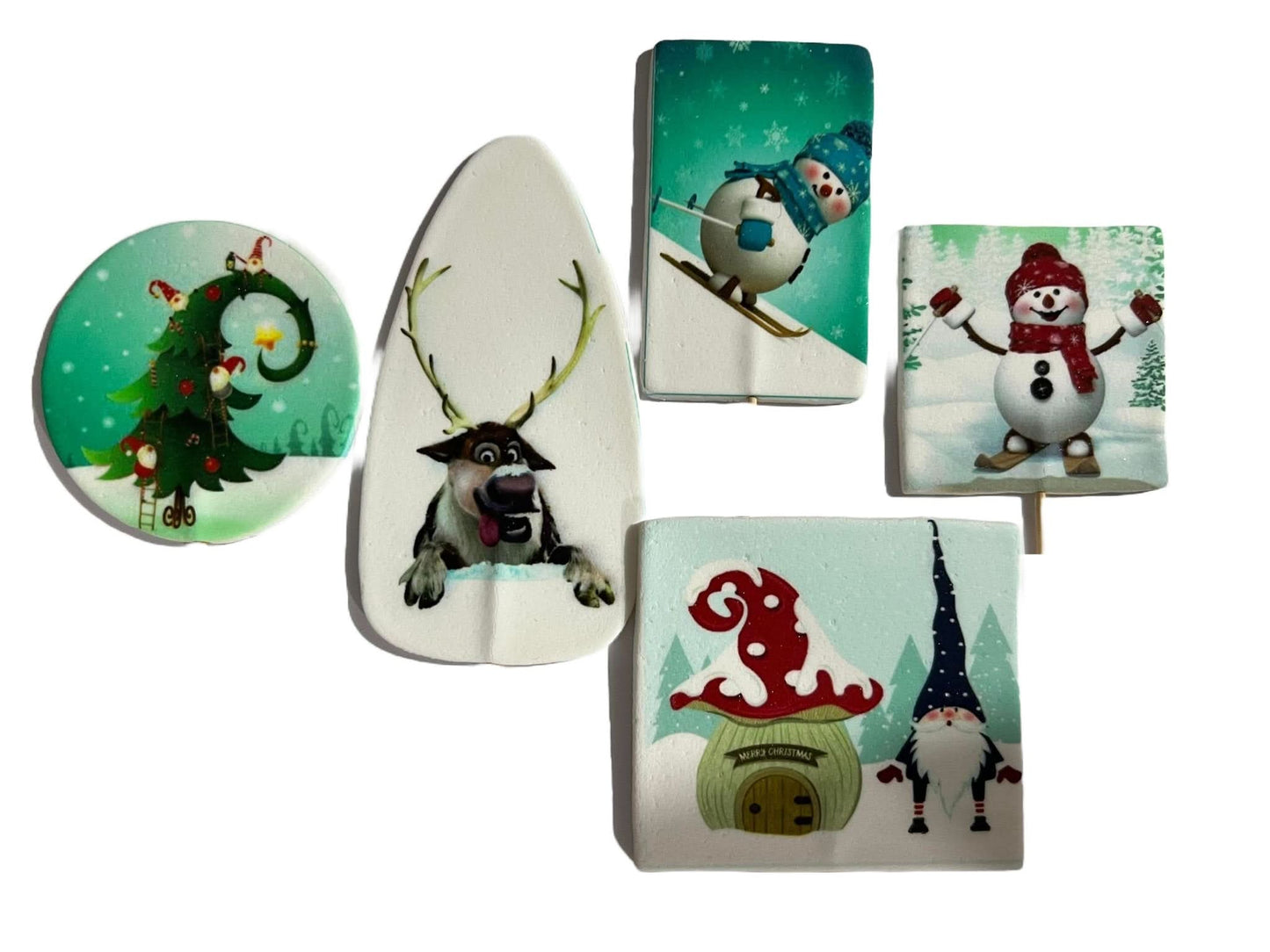 Lot de 5 décorations comestibles en sucre, Noël Nati Shop