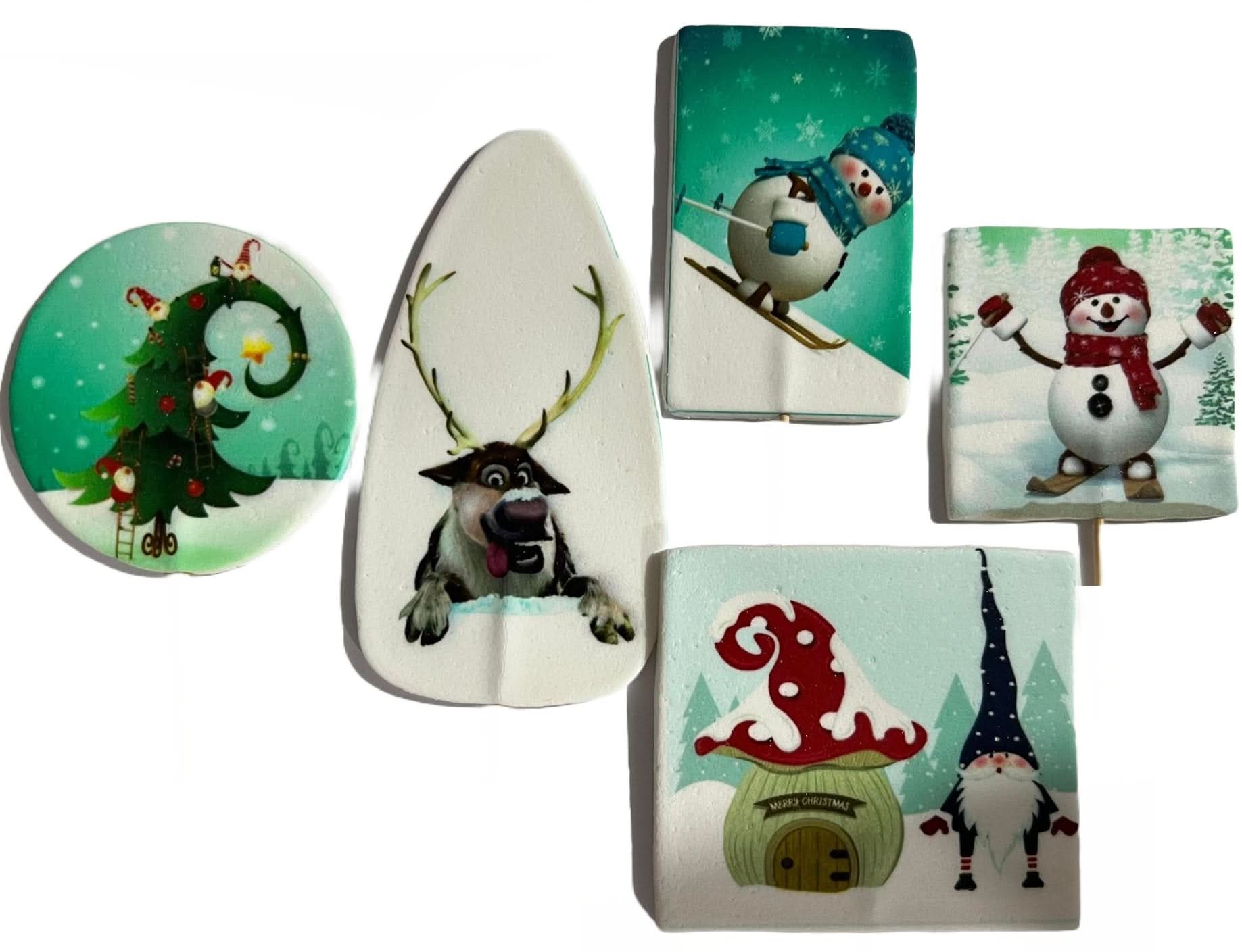 Lot de 5 décorations comestibles en sucre, Noël Nati Shop