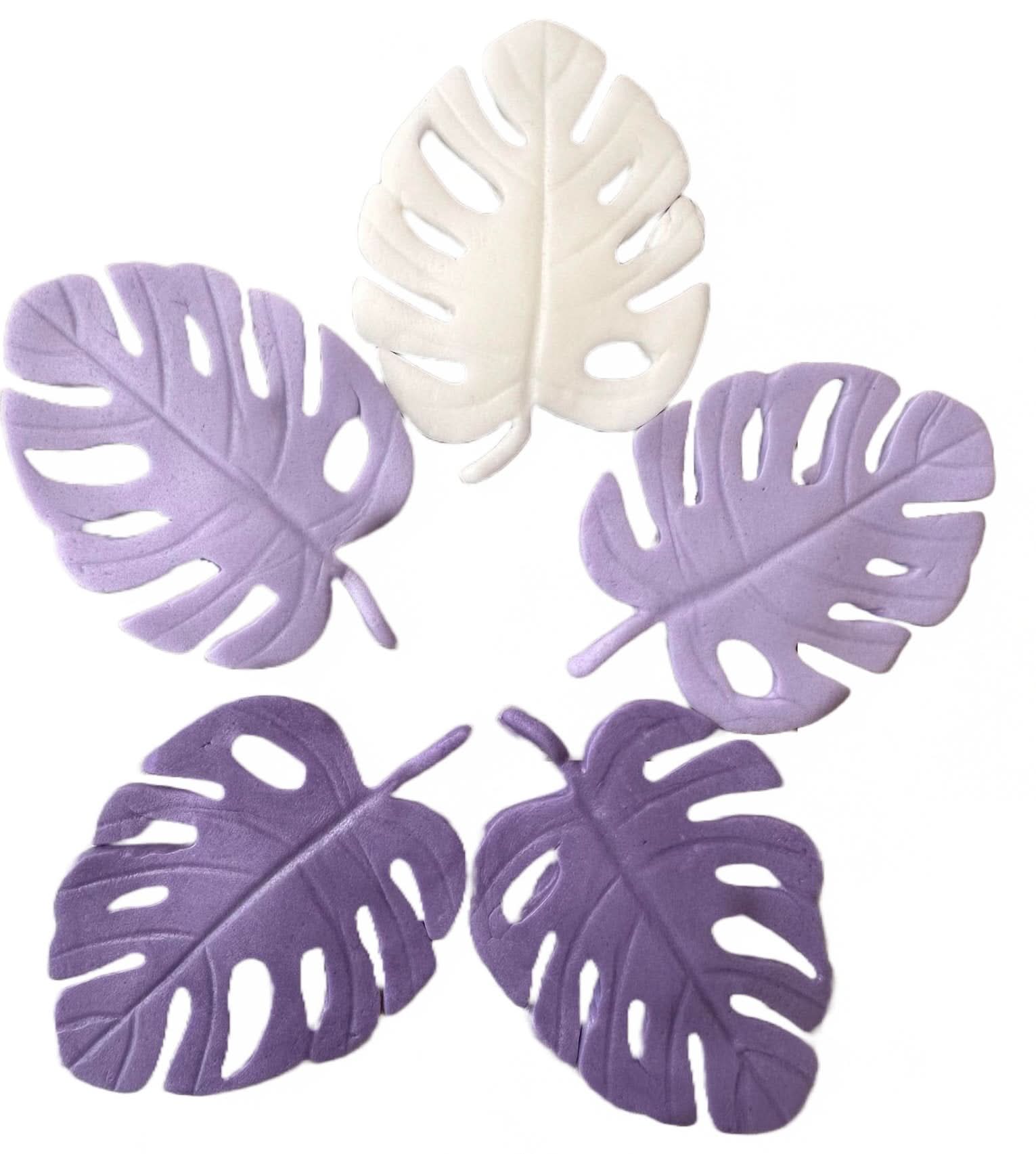 Lot de 5 décorations comestibles en sucre, Décorations feuilles exotiques de chez Pâte à Sucre Nati Shop