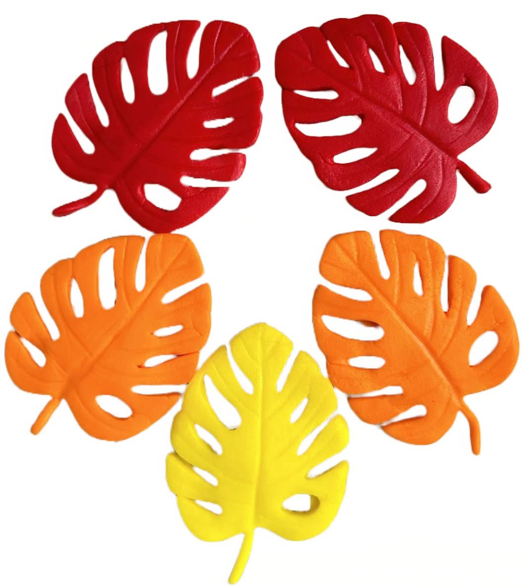 Lot de 5 décorations comestibles en sucre, Décorations feuilles exotiques de chez Pâte à Sucre Nati Shop