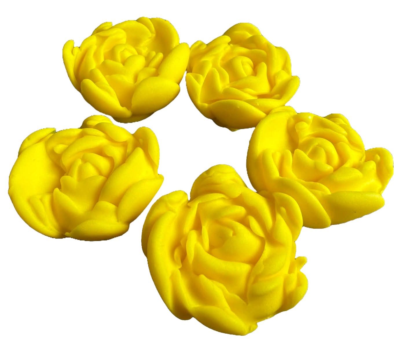 Lot de 5 décorations comestibles en sucre, Décorations en Pâte à Sucre Roses Jaunes Nati Shop