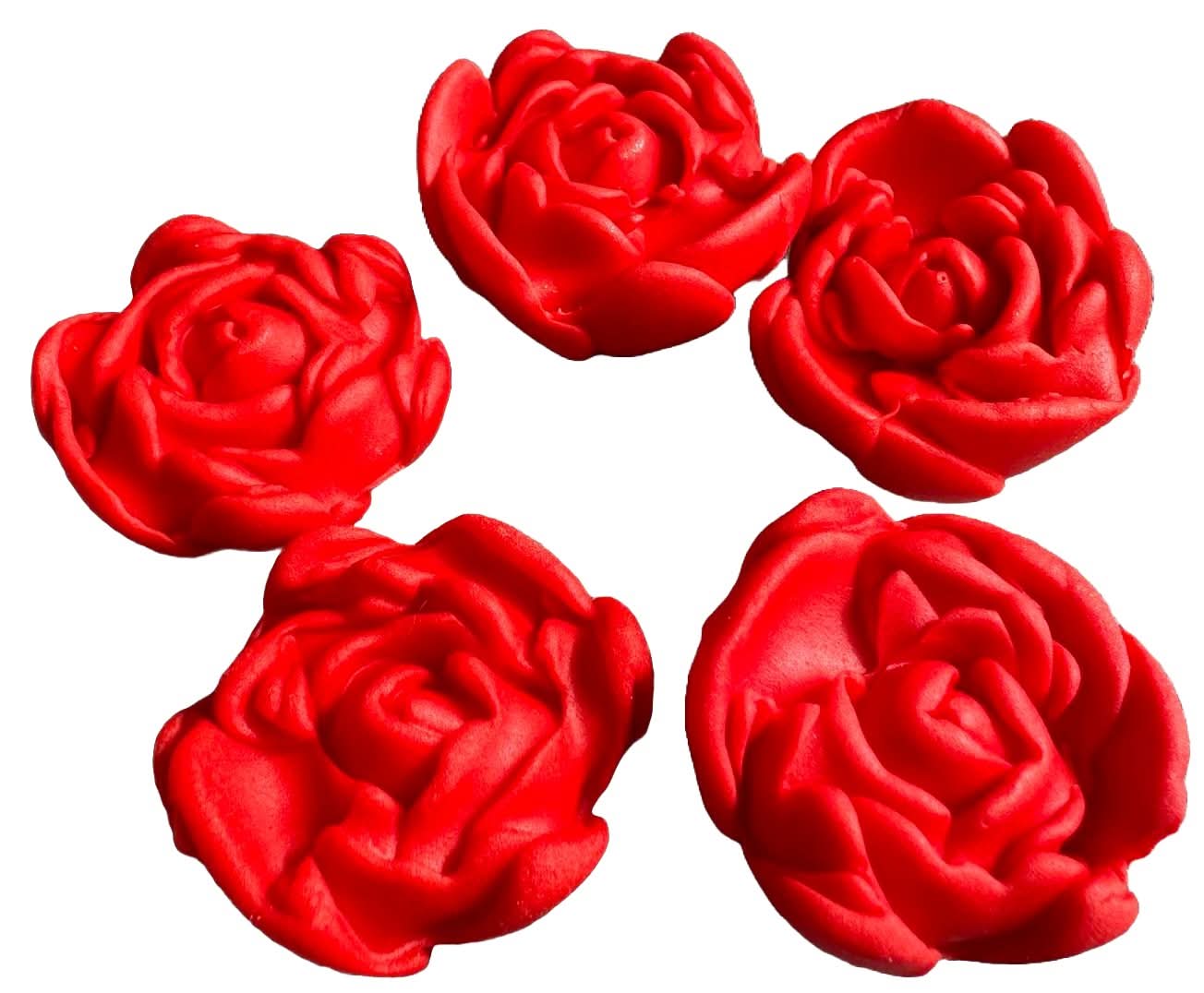 Lot de 5 décorations comestibles en sucre, Décorations en Pâte à Sucre Roses Rouges Nati Shop