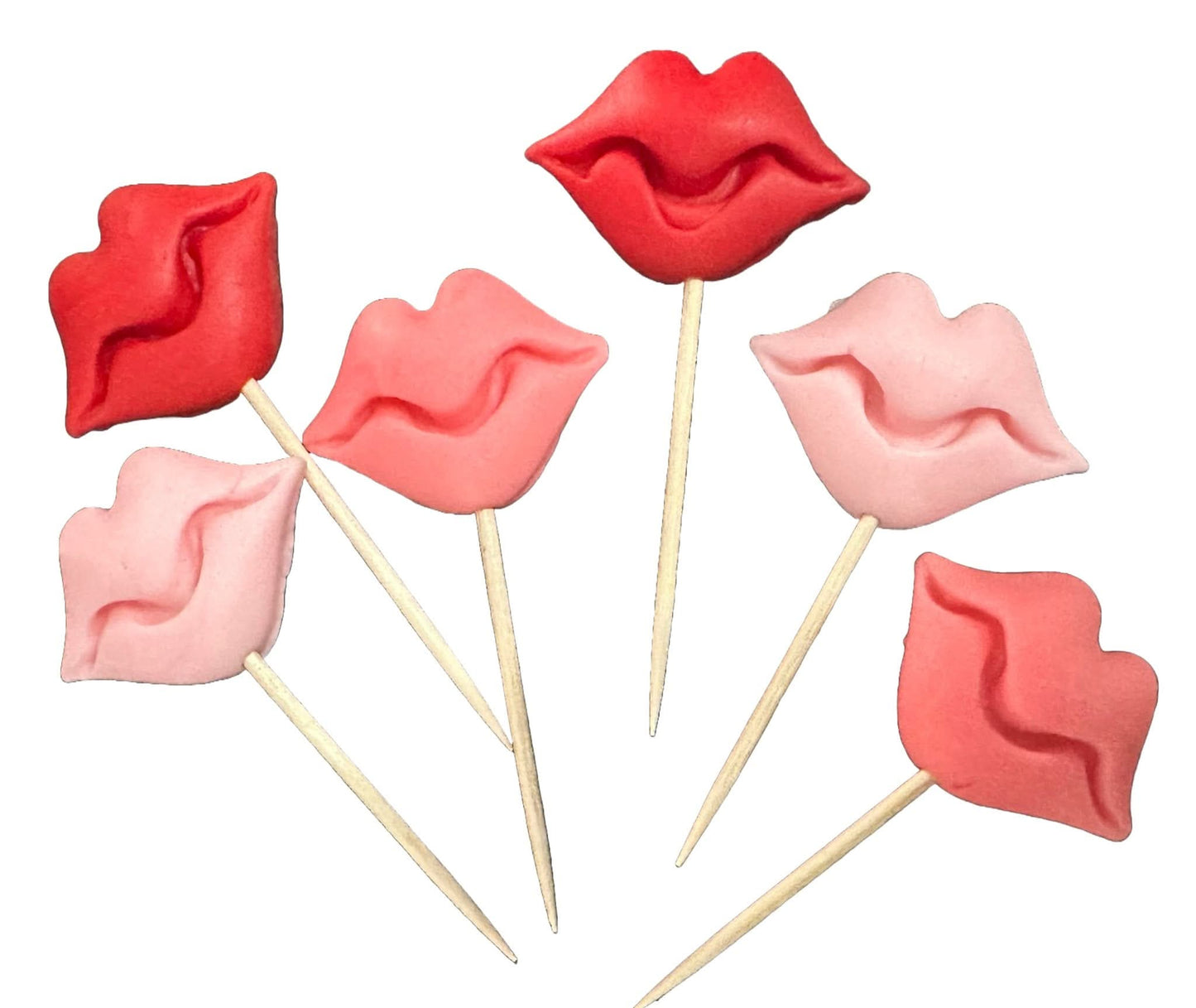 Lot de 6 décorations comestibles en sucre, Décorations Lèvres de Sugar Paste Nati Shop