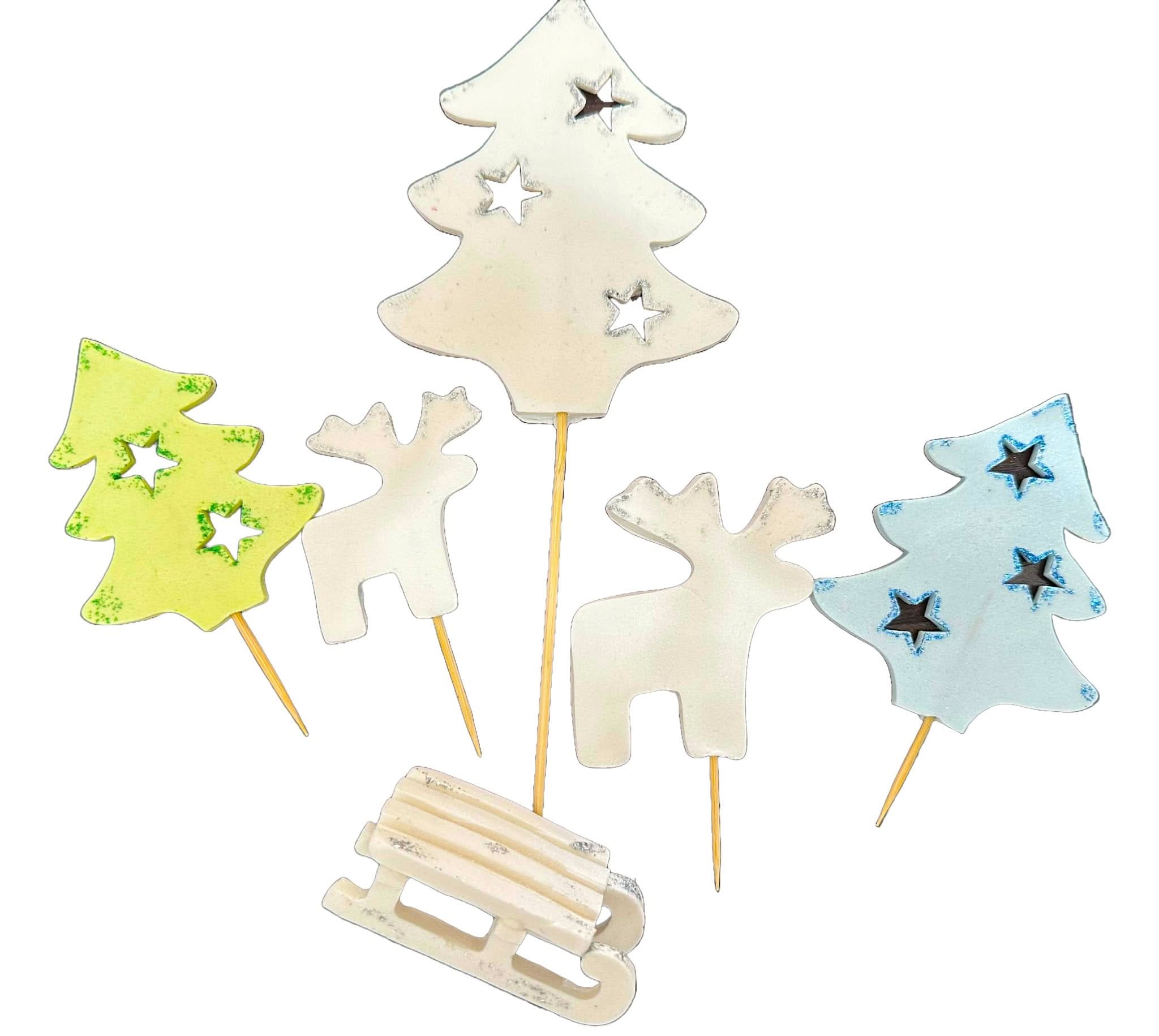 Lot de 6 décorations comestibles en sucre, Décorations d'hiver en pâte à sucre Nati Shop