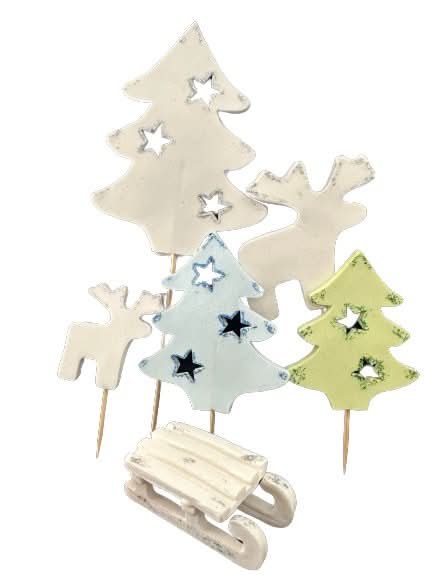 Lot de 6 décorations comestibles en sucre, Décorations d'hiver en pâte à sucre Nati Shop