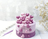 Lot de 6 décorations comestibles en sucre, décorations en pâte à sucre Coeurs Violets Naty Shop