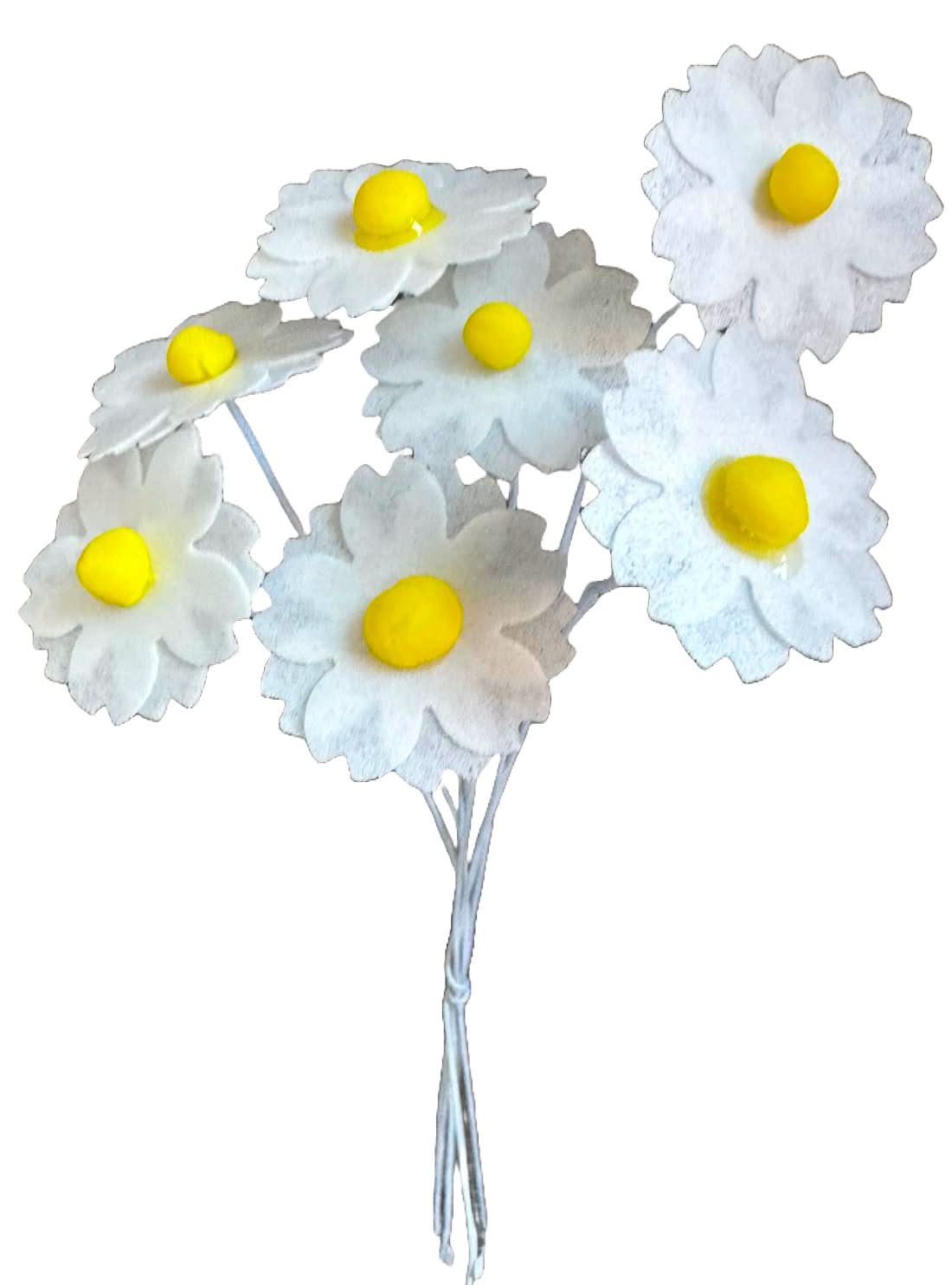 Lot de 7 décorations comestibles en gaufrettes, fleurs blanches Décorations en Pâte à Sucre Nati Shop