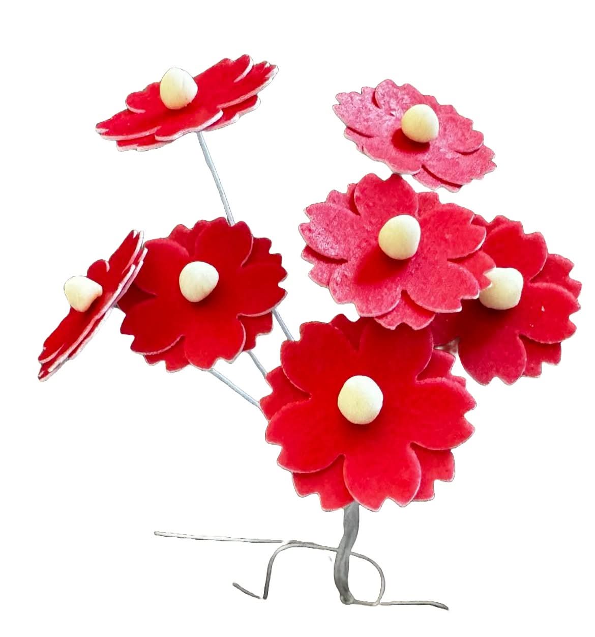 Lot de 7 décorations comestibles en gaufrettes, Décorations Fleurs rouges en Pâte à Sucre Nati Shop