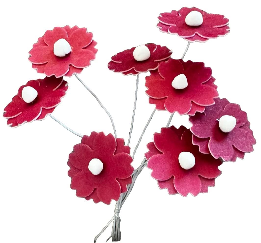 Lot de 7 décorations comestibles en gaufrettes, fleurs rouge bordeaux Décorations en Pâte à Sucre Nati Shop