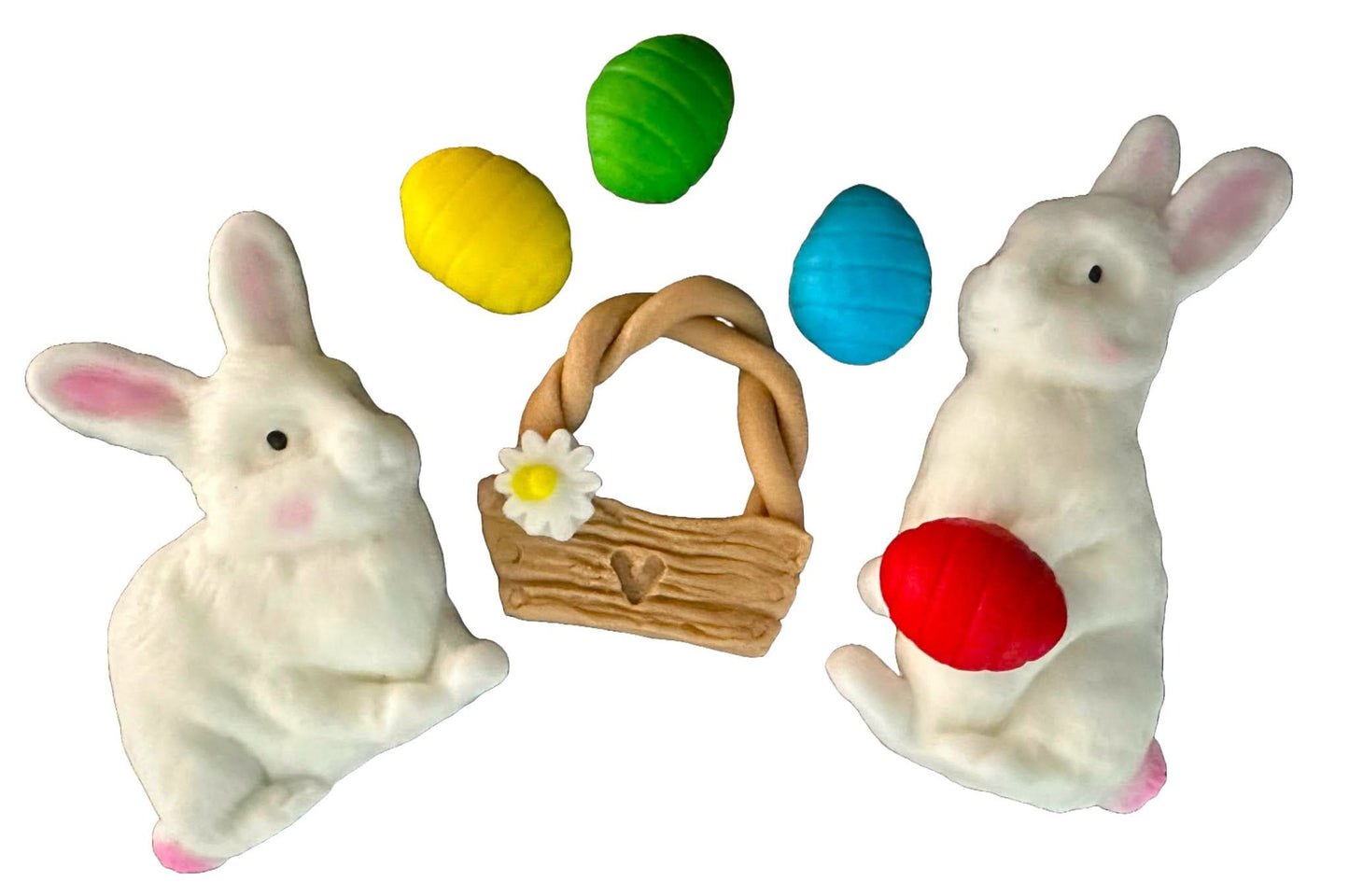 Lot de 7 décorations comestibles en sucre, Décorations de Pâques en pâte à sucre Nati Shop