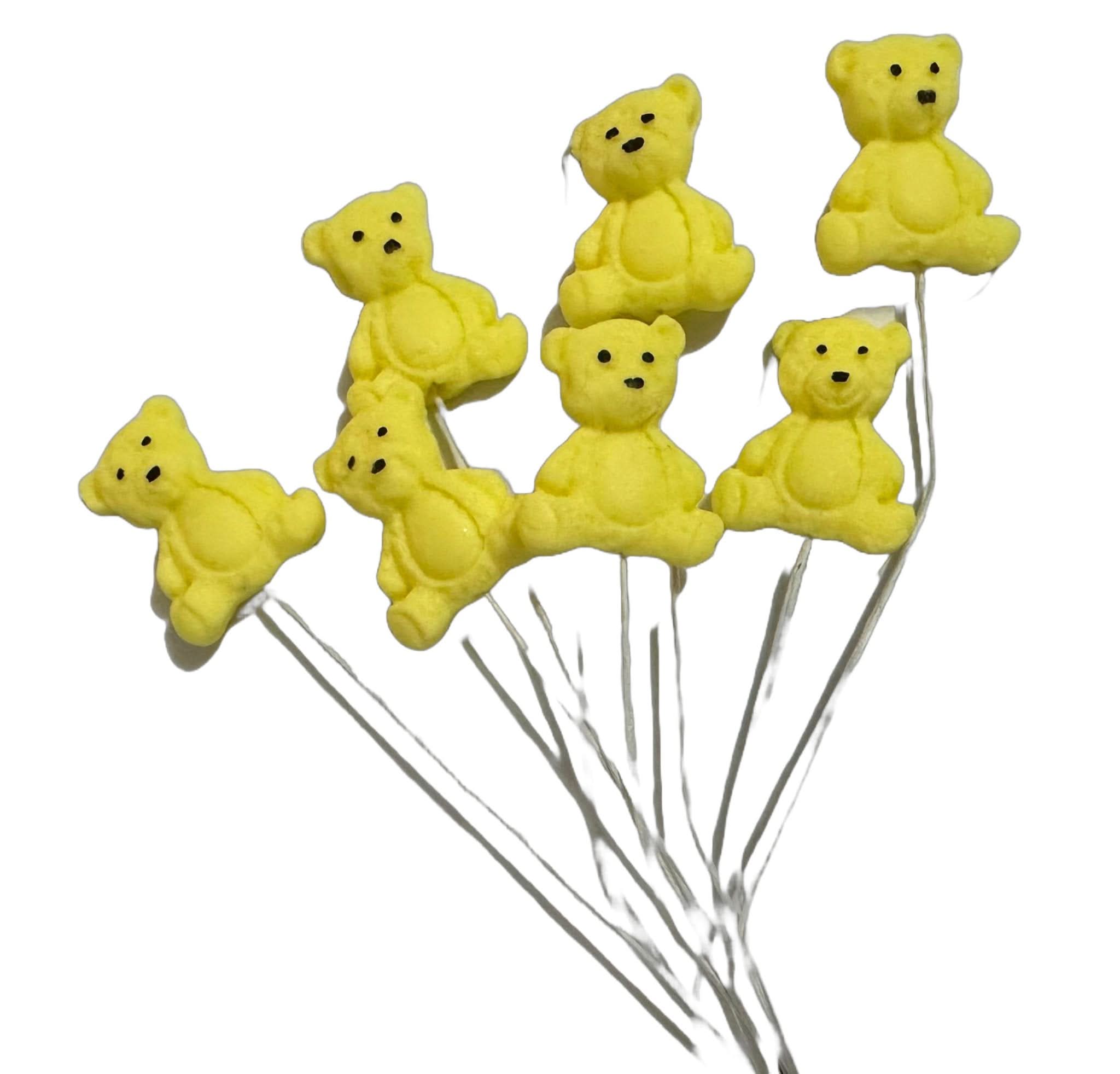 Lot de 7 décorations comestibles en sucre, Décorations en Pâte à Sucre Nounours Jaune Nati Shop