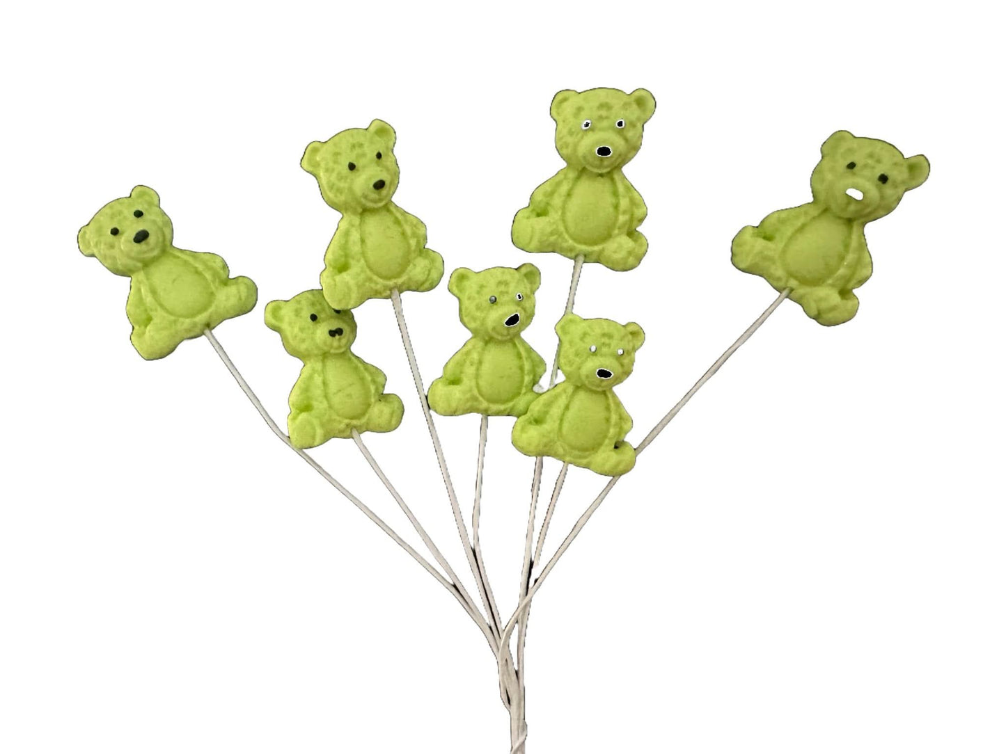 Lot de 7 décorations comestibles en sucre, Décorations en Pâte à Sucre Nounours Verts Nati Shop