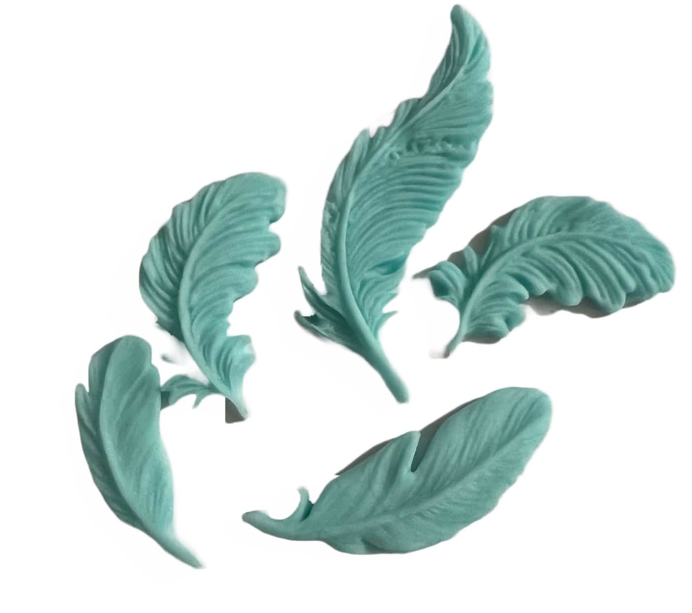 Ensemble de décorations comestibles en sucre, Décorations en Pâte à Sucre Plumes Bleues Nati Shop
