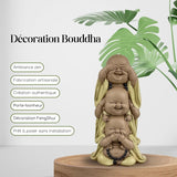 Statue 3 Bouddhas rieurs - Ne rien voir - Ne rien entendre - Ne rien dire - Bébé Bouddha Ensemble symbolique - Ambiance paisible et joyeuse - Déco Zen - H 18 cm - Zen'Light Statuettes et sculptures Naty Shop