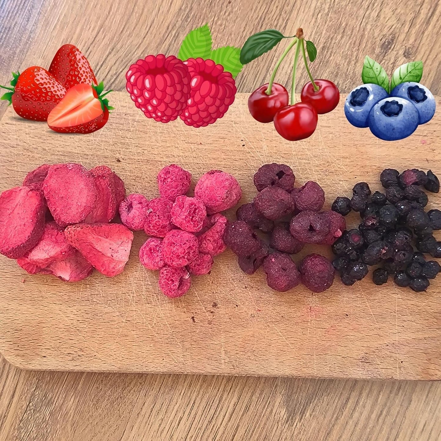 Mélange de fruits lyophilisés Super Baies | XL 300g Fruits secs sans sucre | Fruits secs | Fruits secs Fraises lyophilisées Framboises Myrtilles lyophilisées ZingyZoo Produits déshydratés Naty Shop