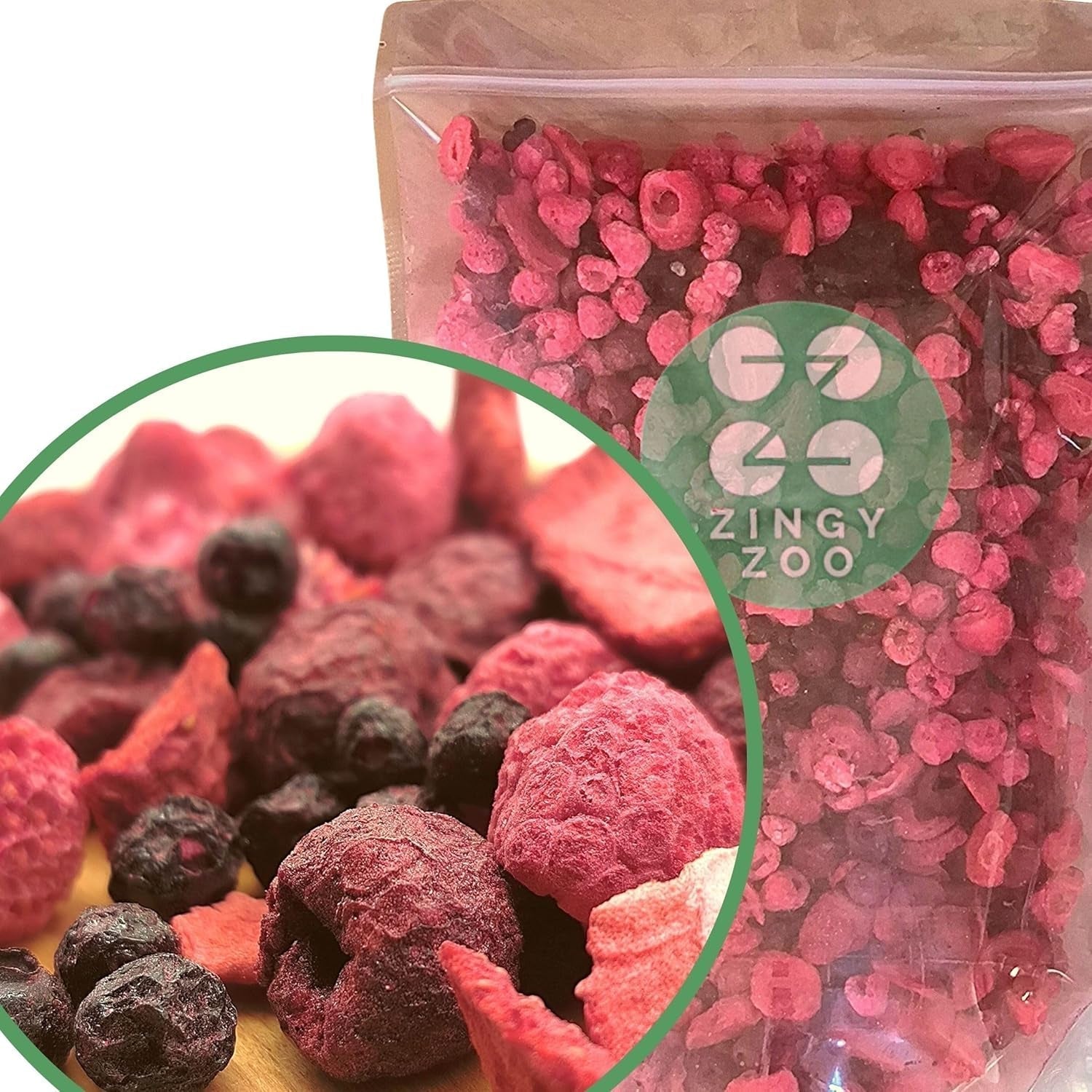 Mélange de fruits lyophilisés Super Baies | XL 300g Fruits secs sans sucre | Fruits secs | Fruits secs Fraises lyophilisées Framboises Myrtilles lyophilisées ZingyZoo Produits déshydratés Naty Shop 300G