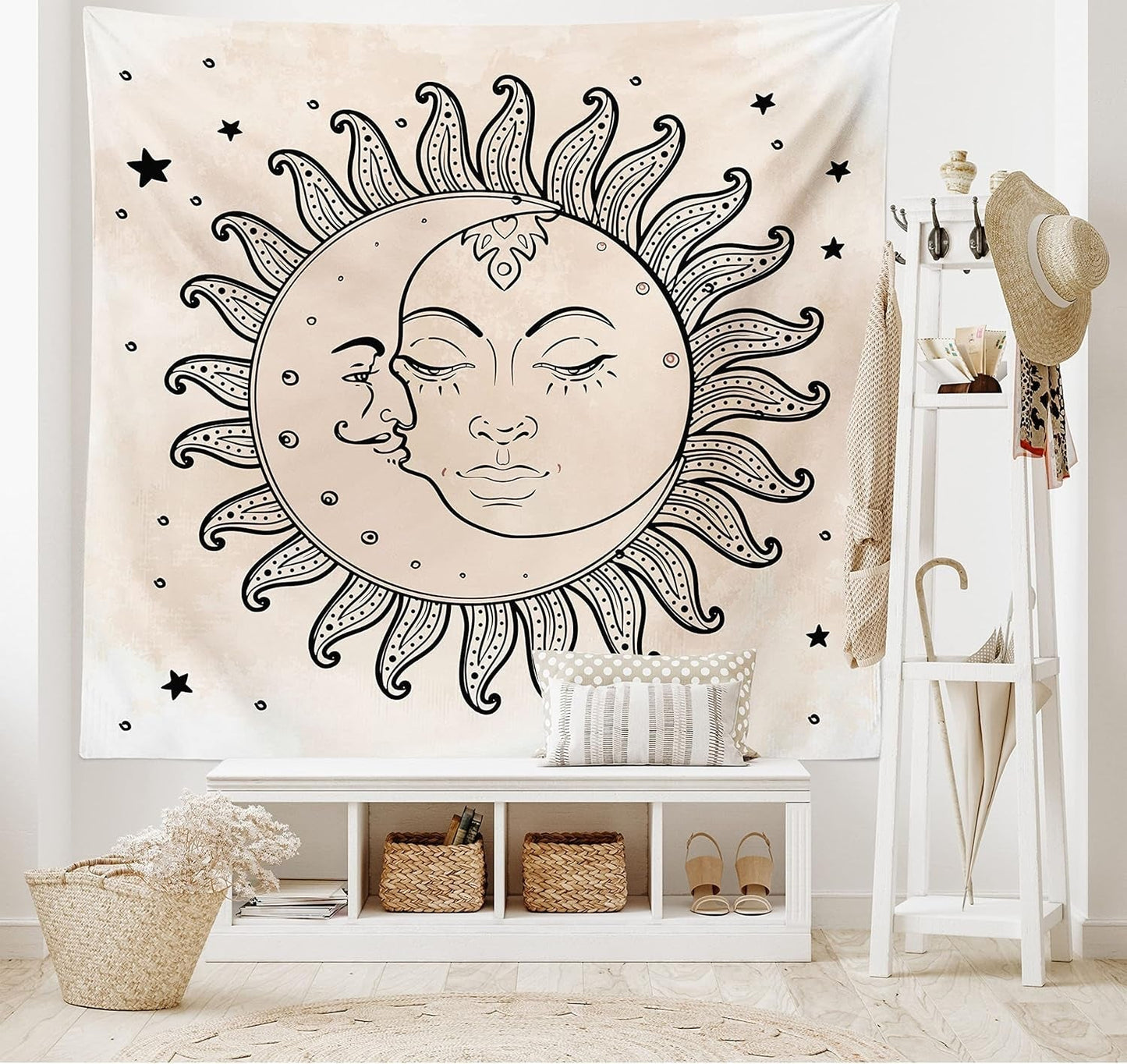 Tapisserie abakuhaus esprit d'aventure dessins de carte du monde animal Maison - Accessoires et Décorations Naty Shop gris anthracite beige 230L X 140B Cm