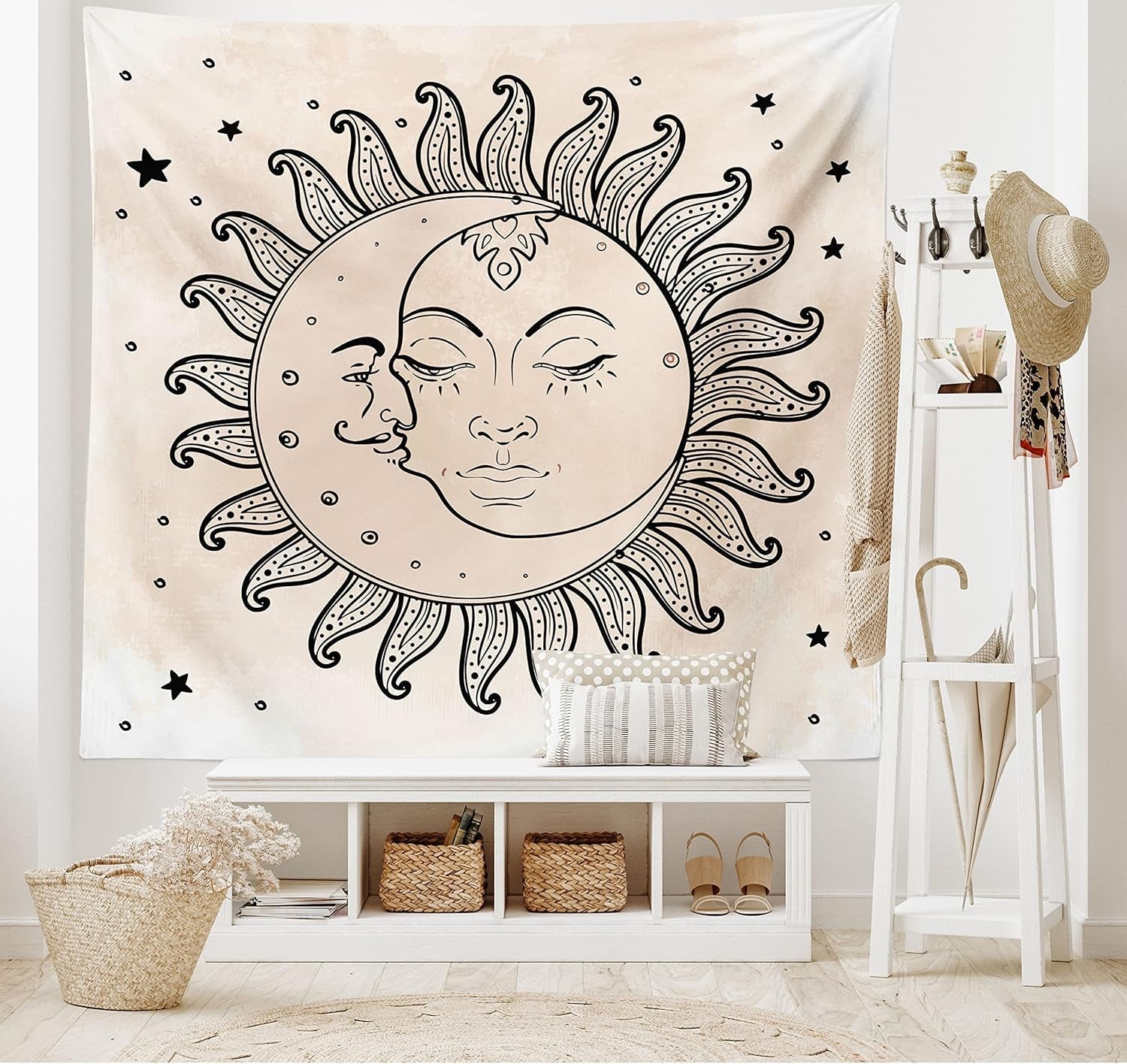Tapisserie abakuhaus esprit d'aventure dessins de carte du monde animal Maison - Accessoires et Décorations Naty Shop gris anthracite beige 230L X 140B Cm