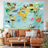 Tapisserie abakuhaus esprit d'aventure carte du monde dessins animaux Accueil - Accessoires et Décorations Naty Shop