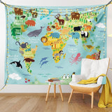 Tapisserie abakuhaus esprit d'aventure carte du monde dessins animaux Accueil - Accessoires et Décorations Naty Shop