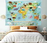 Tapisserie abakuhaus esprit d'aventure carte du monde dessins animaux Accueil - Accessoires et Décorations Naty Shop