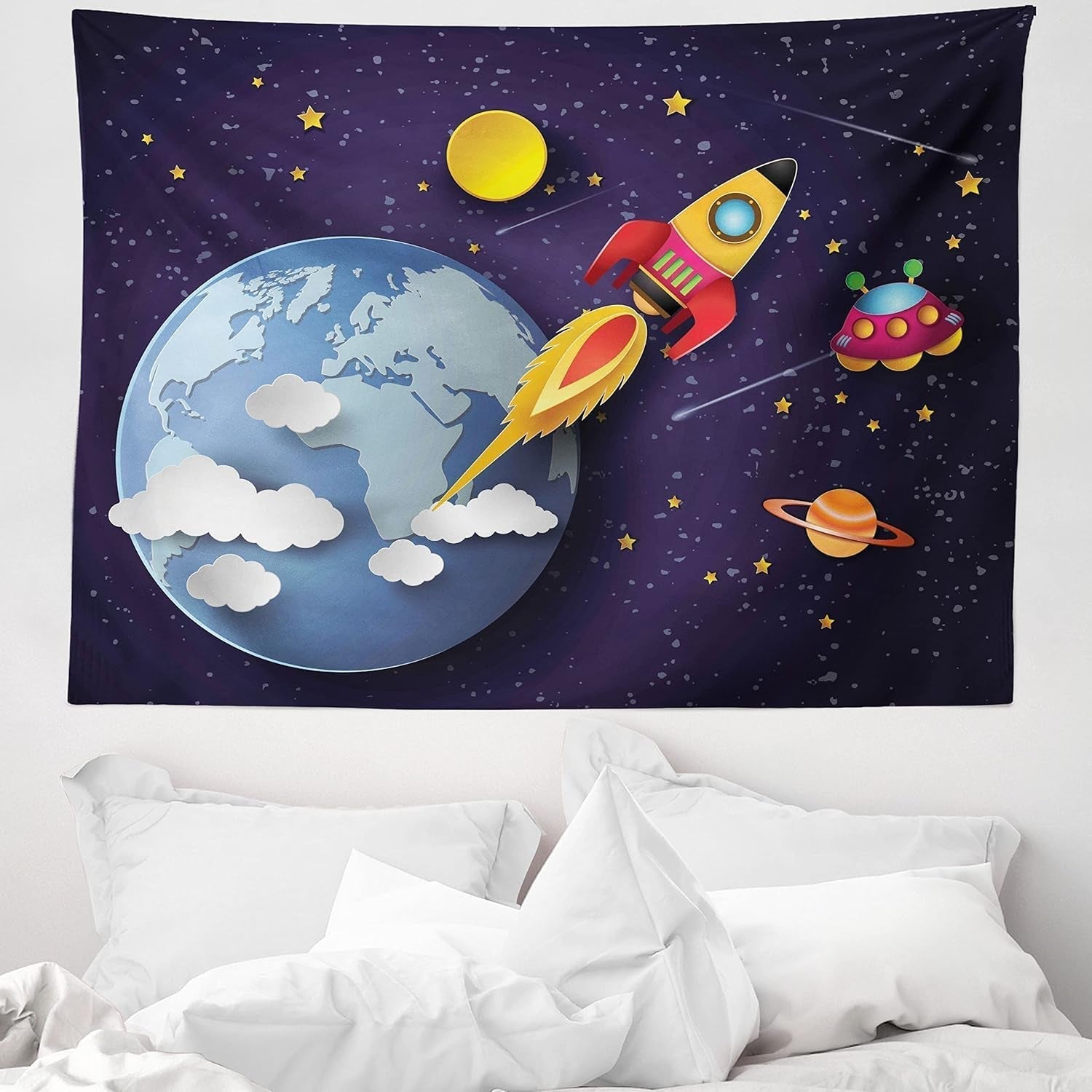 Tapisserie abakuhaus esprit d'aventure carte animale du monde du dessin animé - Naty Shop